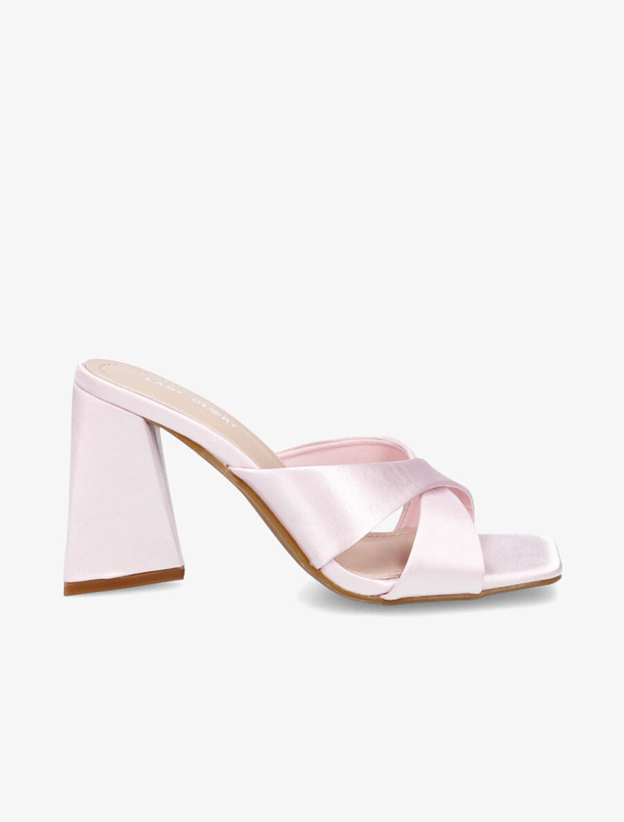Mules satinées croisées - Rose - 5