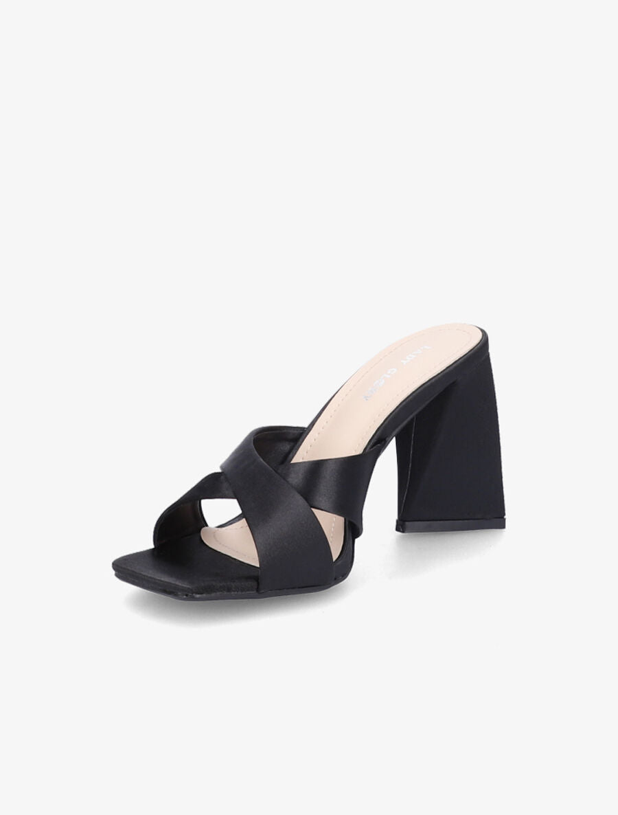 Mules satinées croisées - Noir - 3