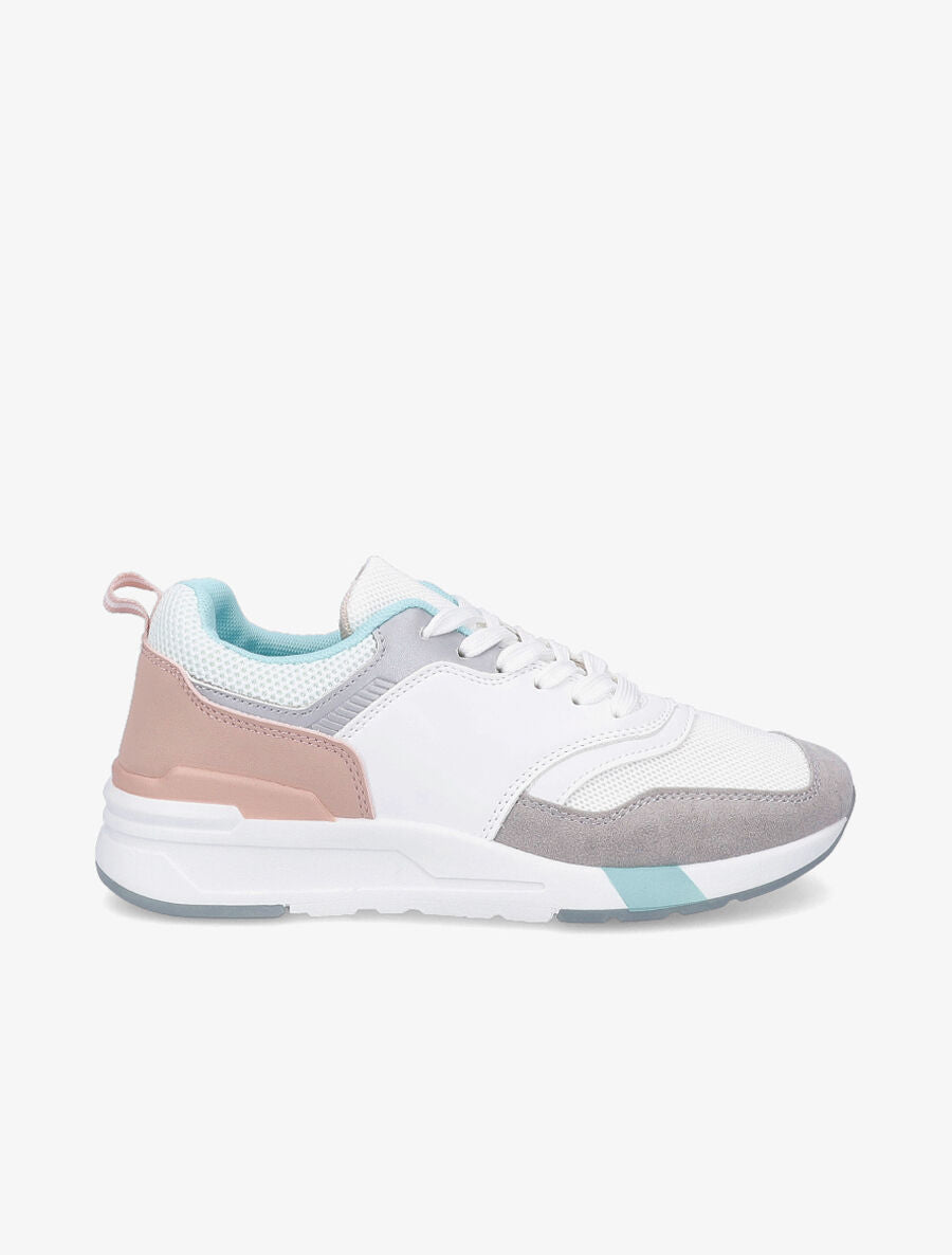 Sneakers en simili et mesh - Rose - 1