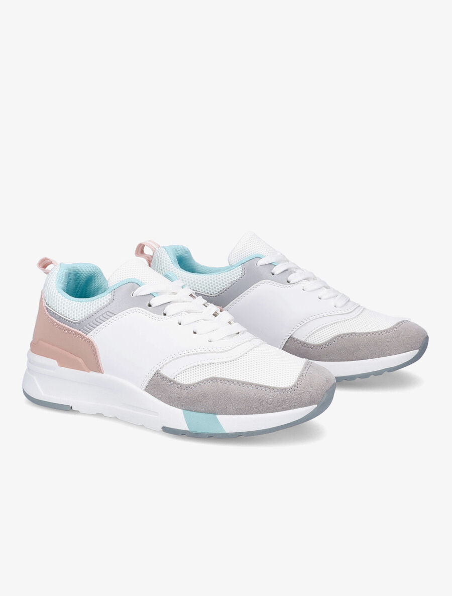 Sneakers en simili et mesh - Rose - 4