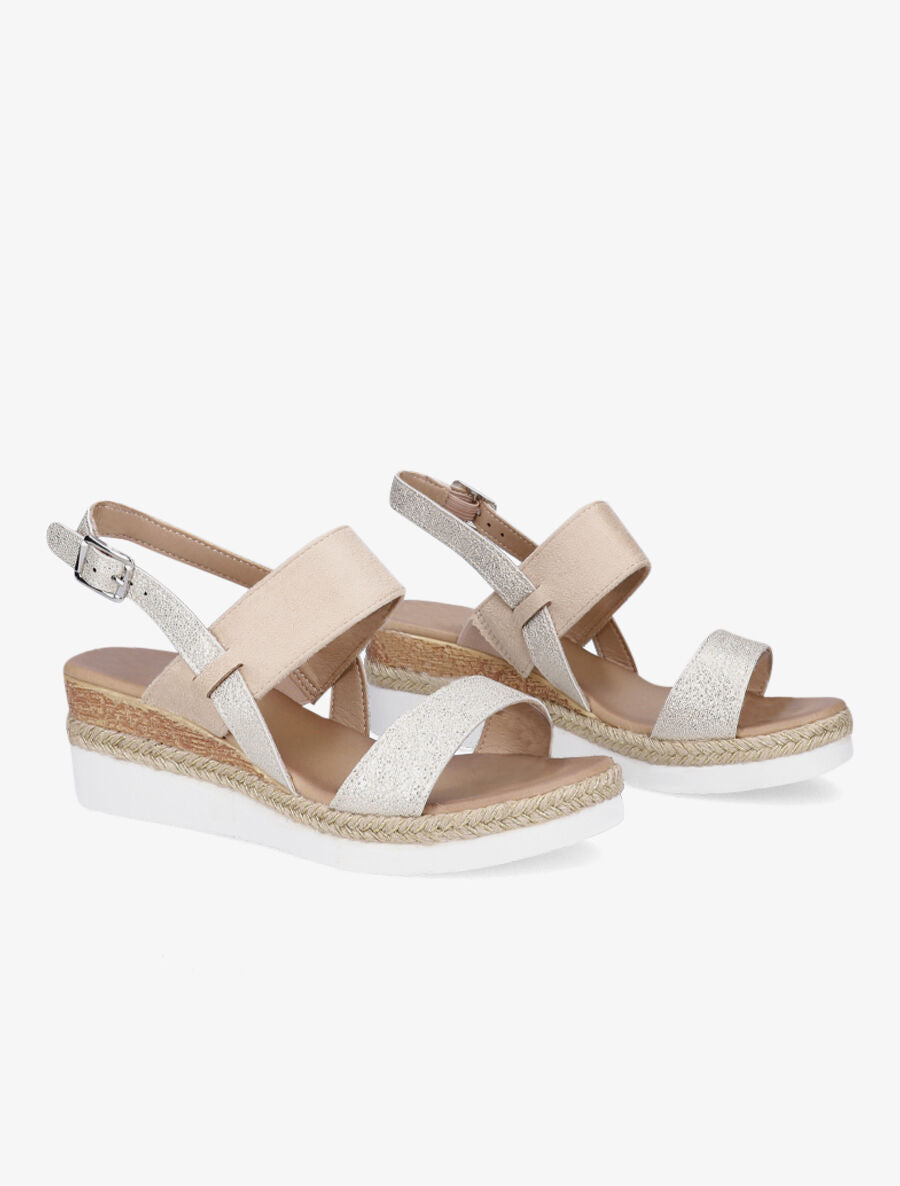 Sandales compensées irisées - Beige - 4