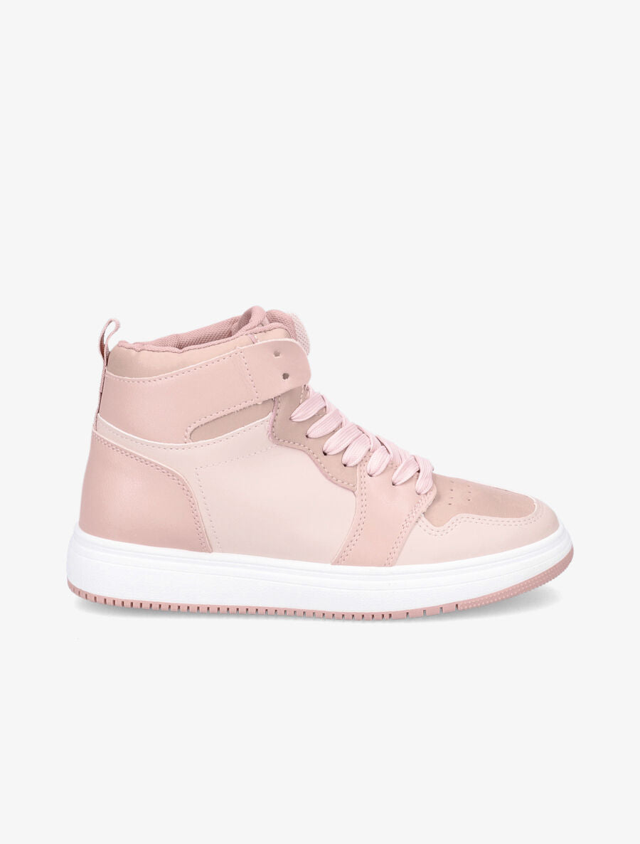 Sneakers montantes en simili - Rose - 5