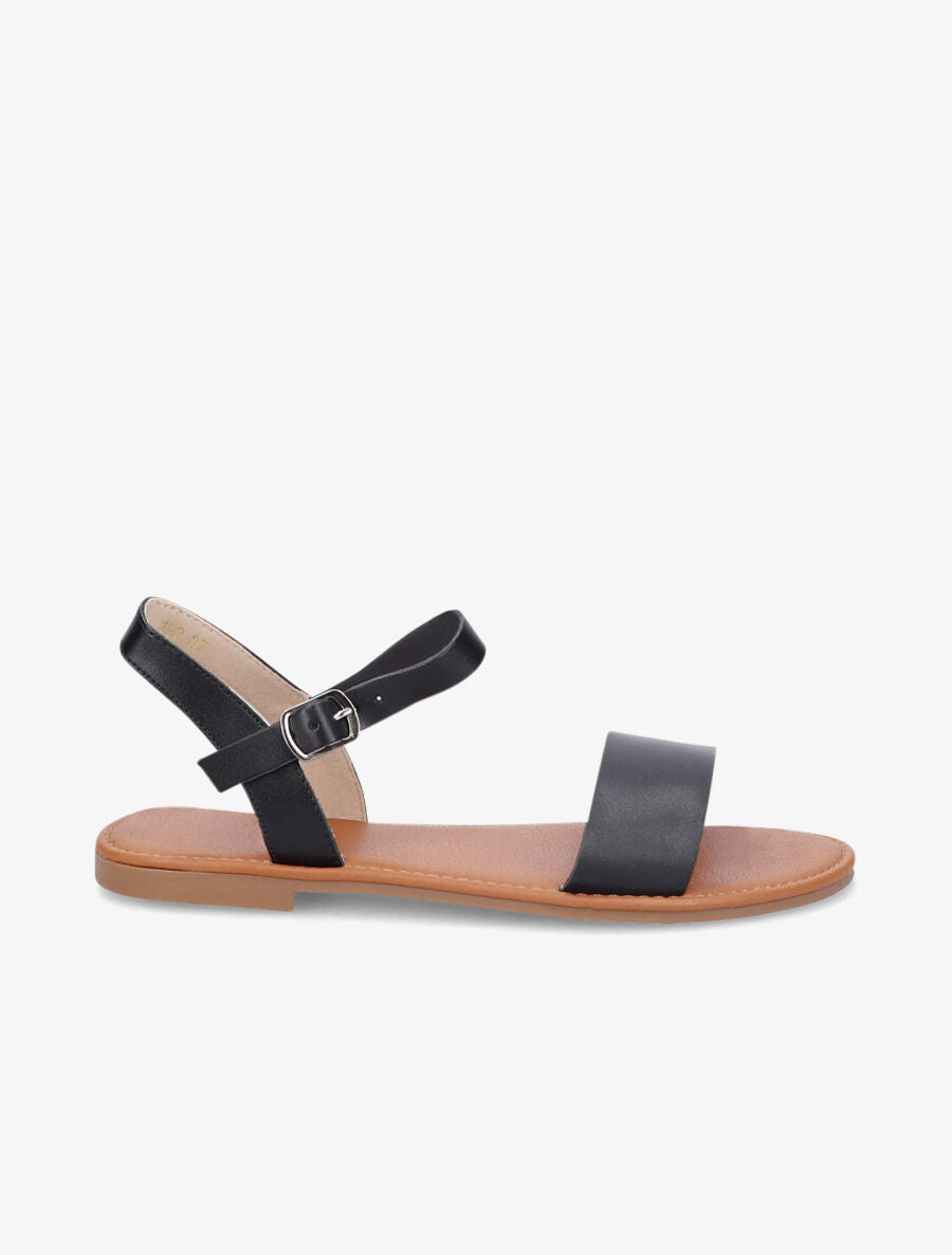 Nu-pieds basiques en simili - Noir - 4