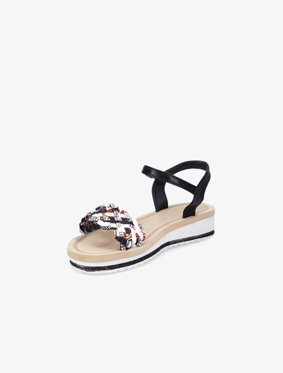 Nu-pieds en tissu tressé graphique - Noir - 3