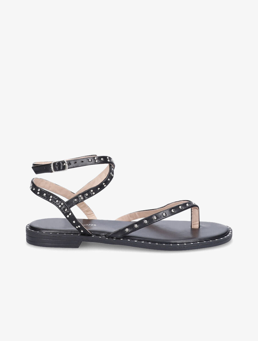Nu-pieds à tour de cheville clouté - Noir - 3