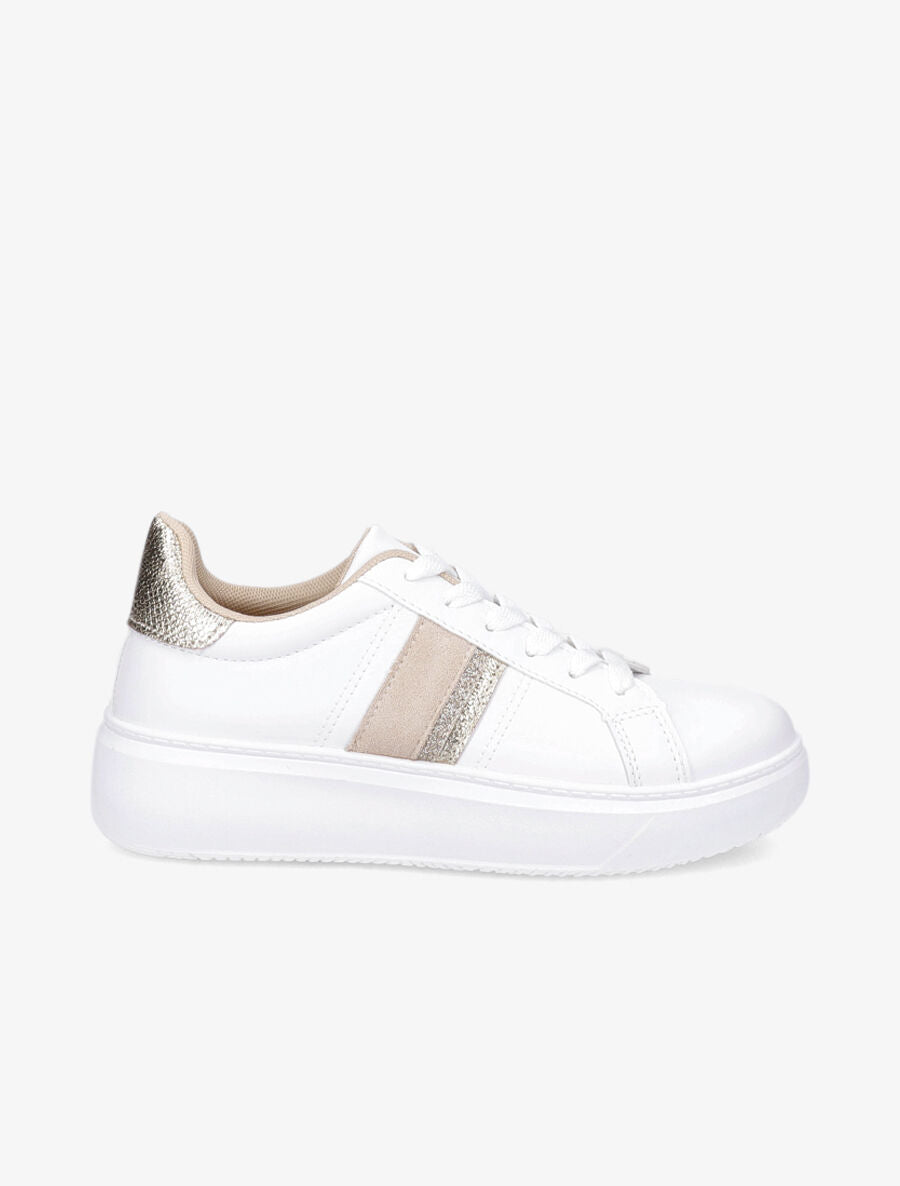 Baskets à détail paillettes et irisées - Beige - 1