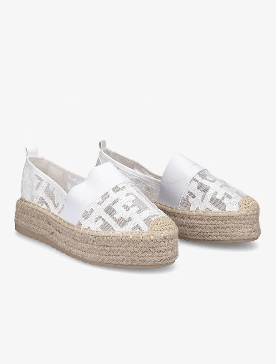 Espadrilles en toile géométrique - Blanc - 4