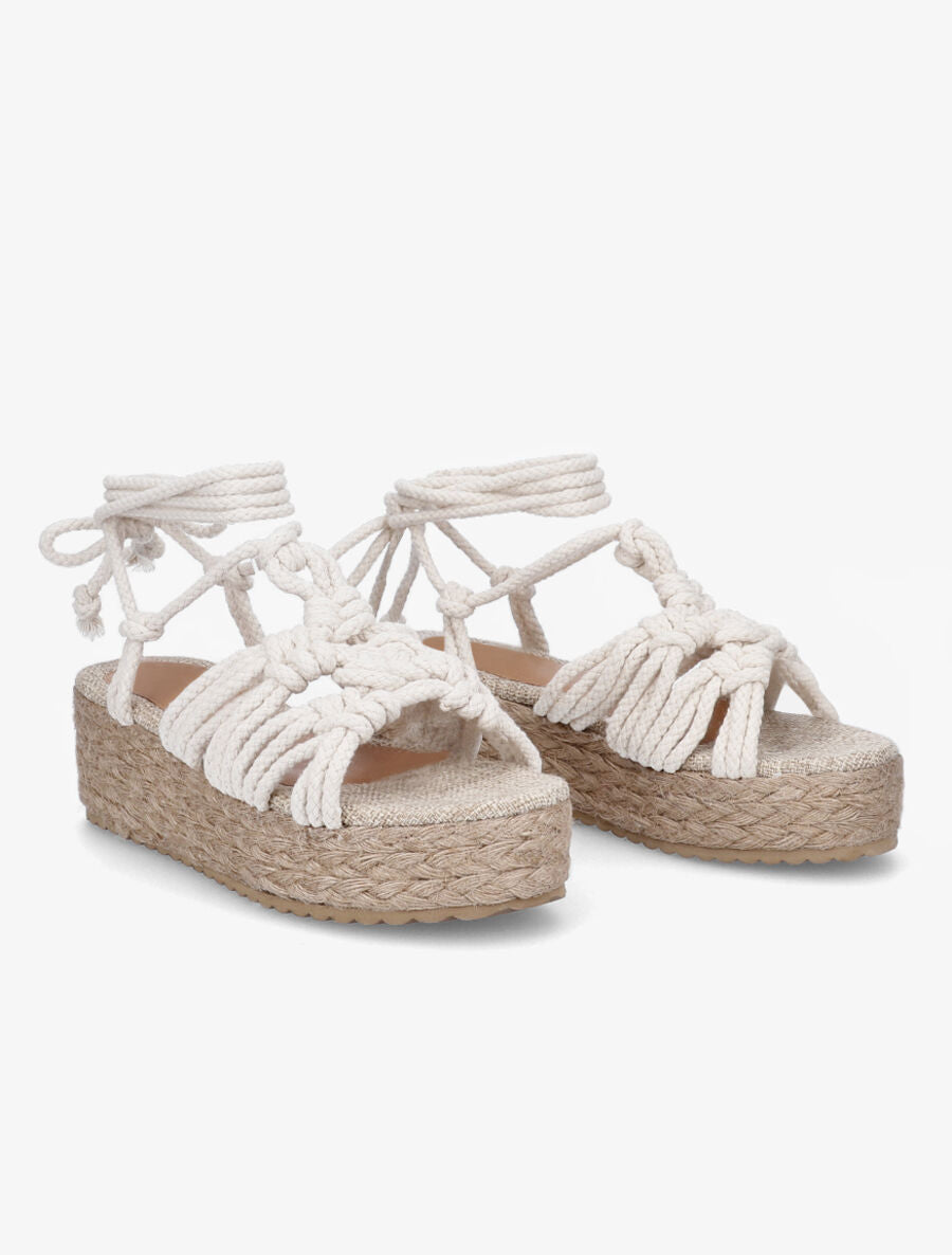 Sandales style corde à plateforme - Beige - 4
