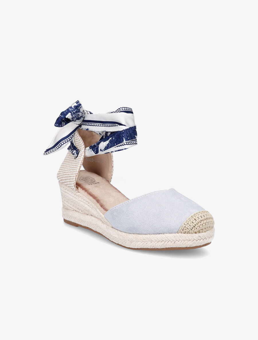 Sandales en suédine à tour de cheville en foulard - Bleu ciel - 2