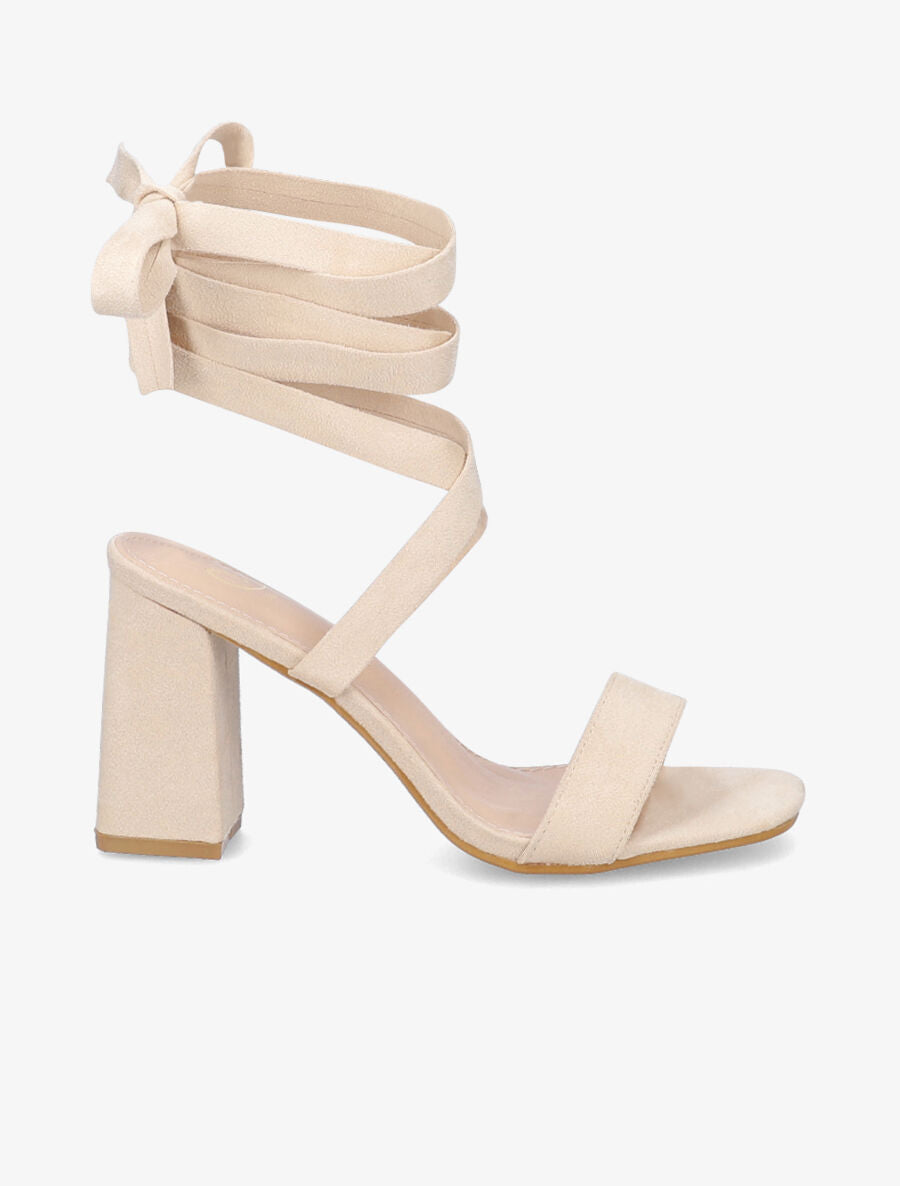Sandales à bride simple et liens à nouer - Beige - 5