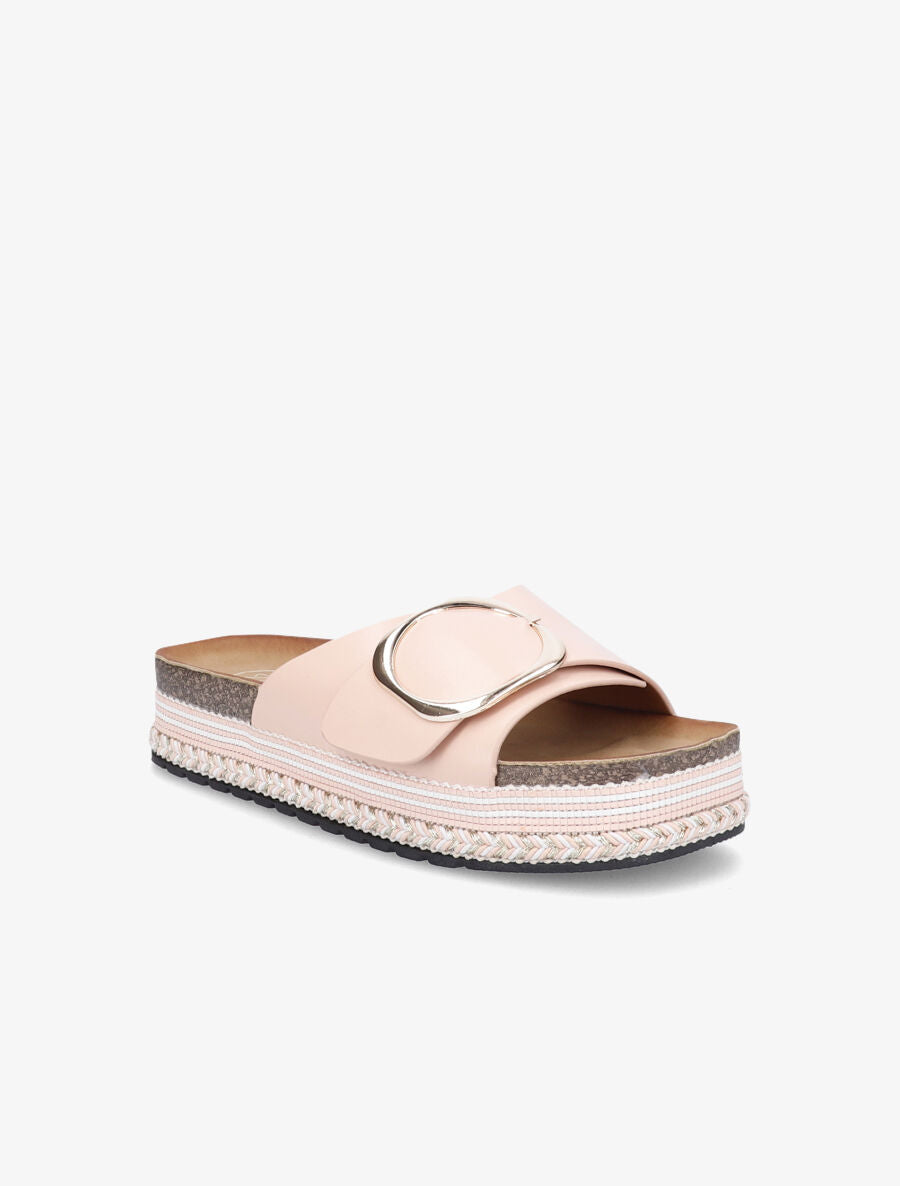 Claquettes à boucle et semelle plateforme - Rose - 2