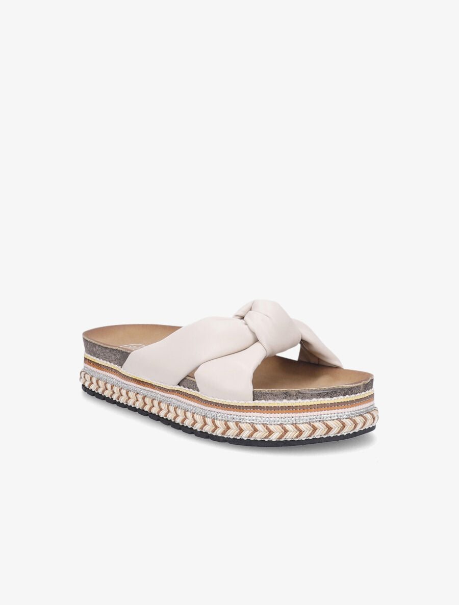 Claquettes à noeud et semelle plateforme stylisée - Beige - 2