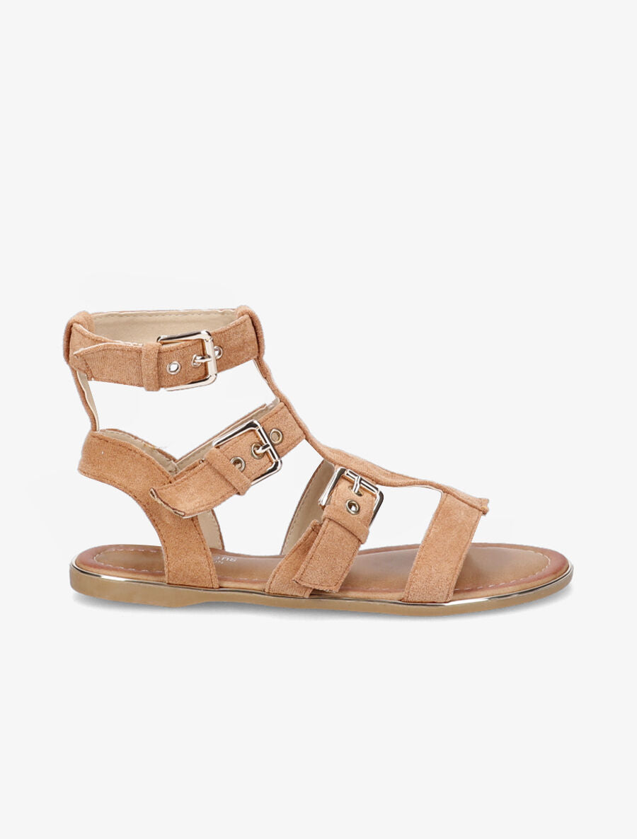 Nu-pieds en suédine style spartiates - Camel - 5