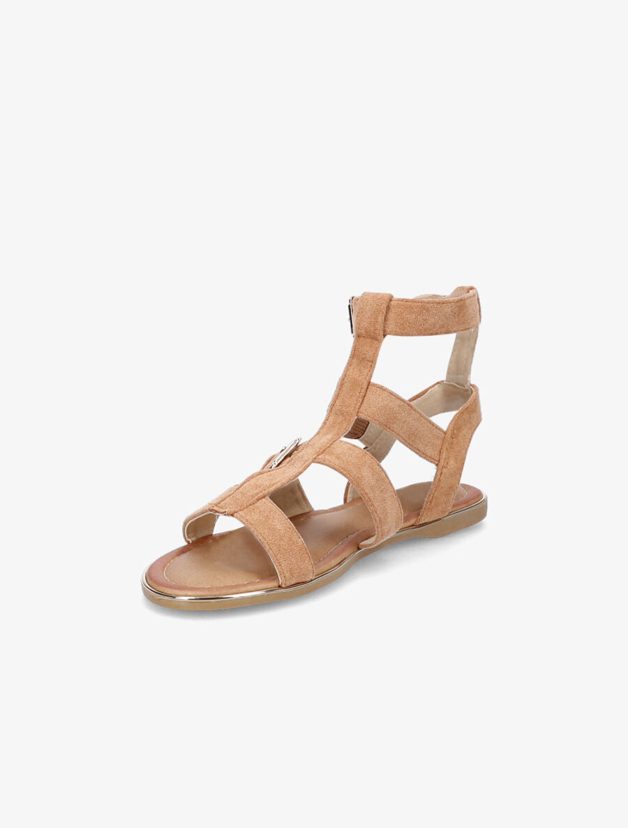 Nu-pieds en suédine style spartiates - Camel - 3