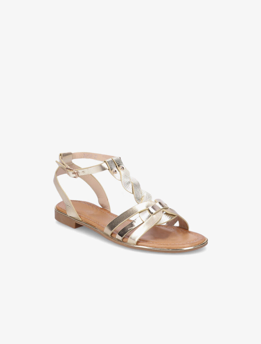 Nu-pieds en simili à bride irisée et effet python - Or - 5