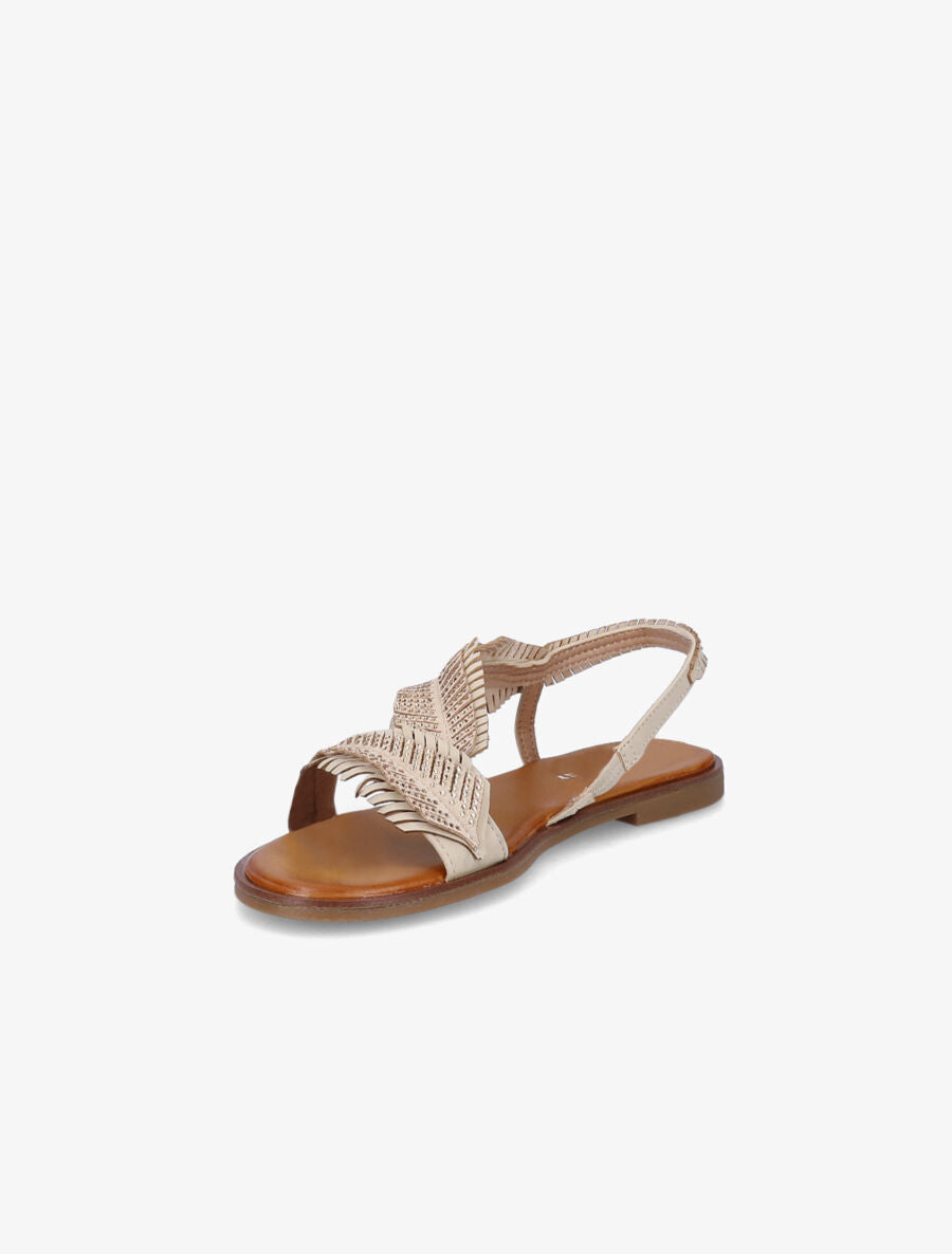 Nu-pieds à franges effet plume stylisée - Beige - 3