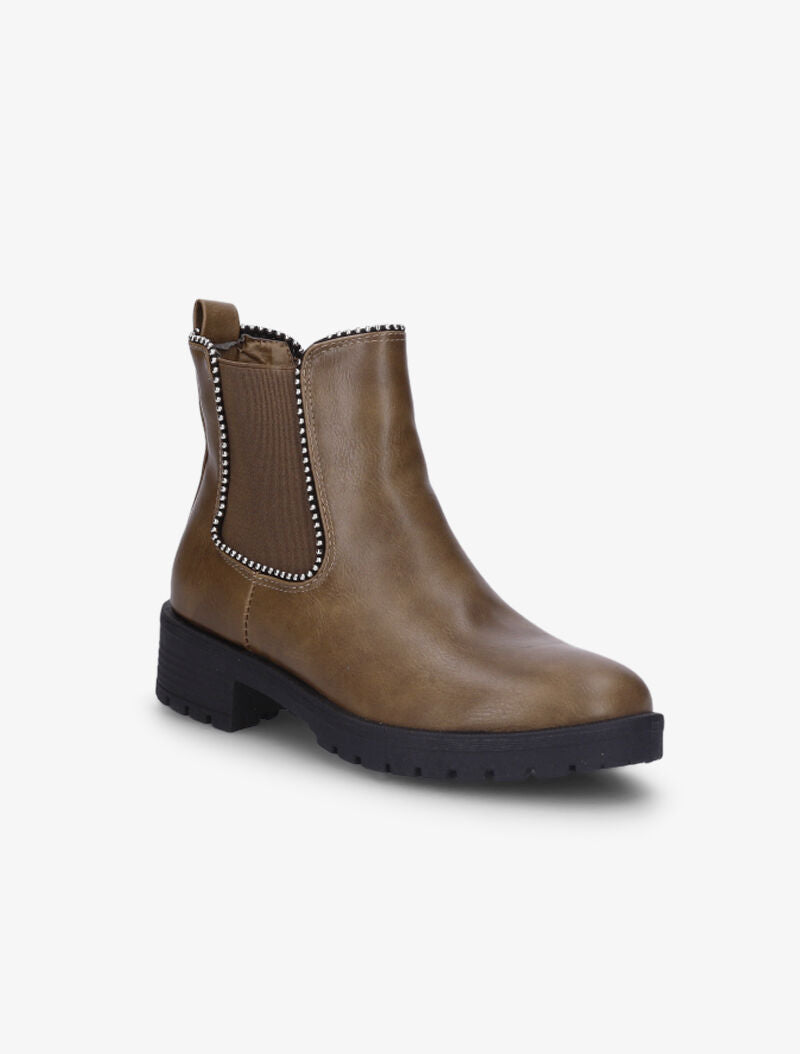 Bottines détail billes et semelles crantées - Taupe - 3