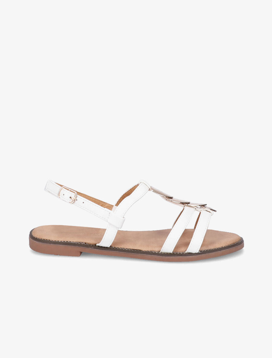 Nu-pieds à détail bijou doré - Blanc - 1