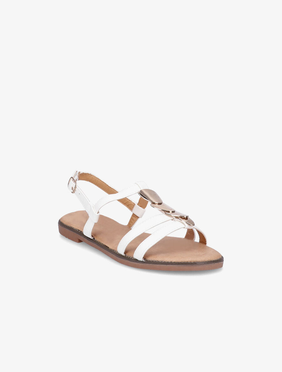 Nu-pieds à détail bijou doré - Blanc - 2