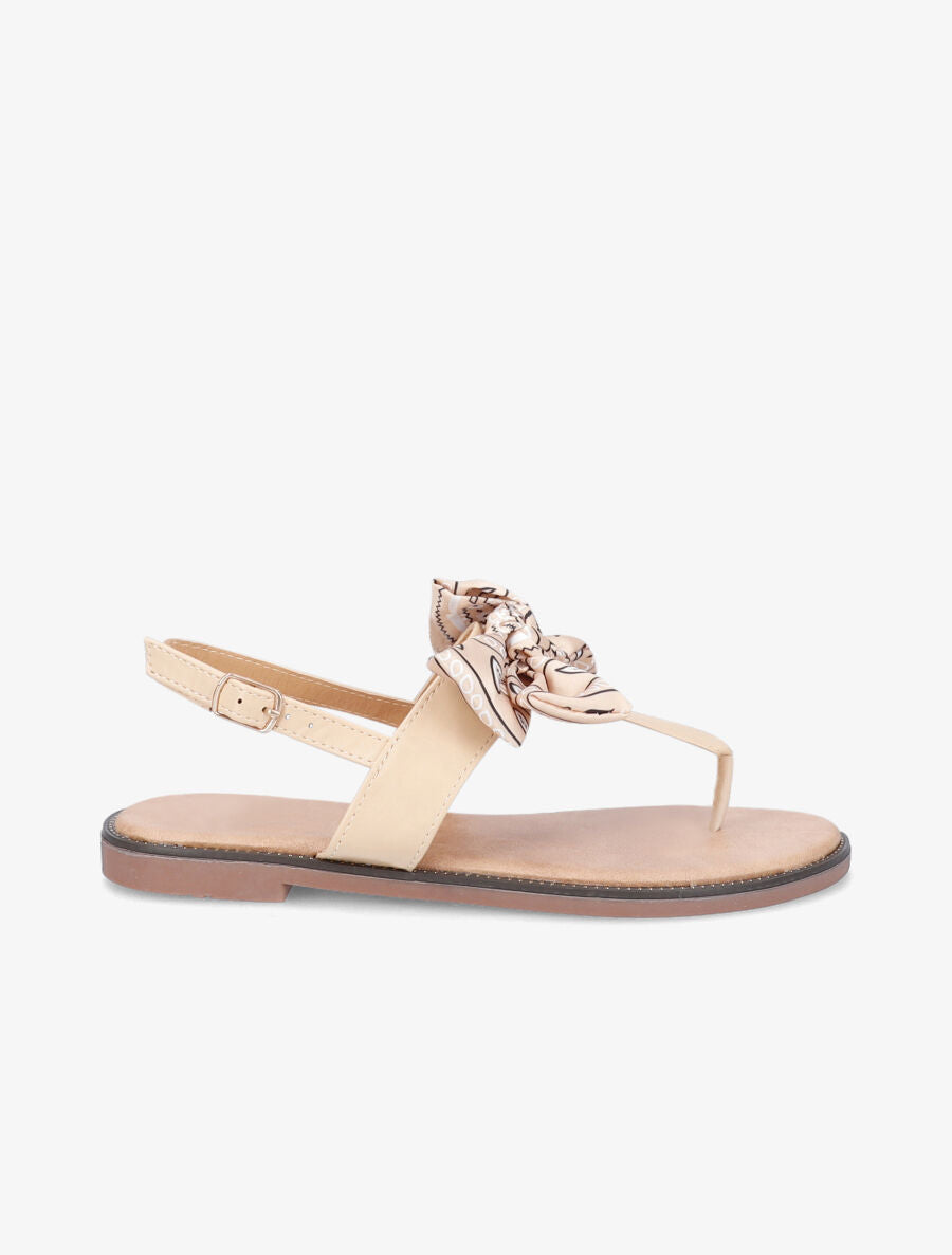 Nu-pieds à noeud en tissu - Beige - 1
