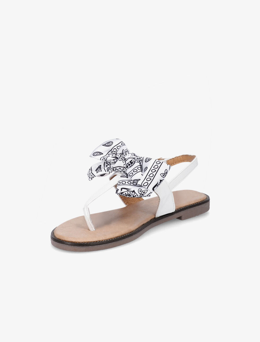 Nu-pieds à noeud en tissu - Blanc - 3