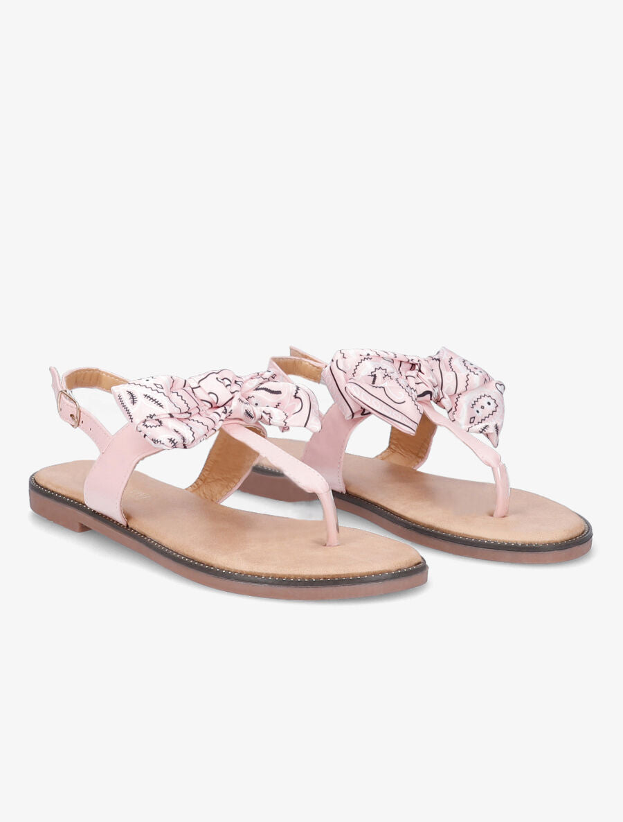 Nu-pieds à noeud en tissu - Rose - 4