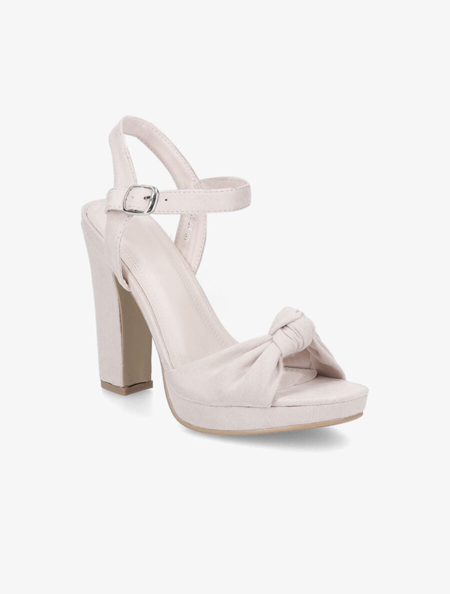 Sandales en suédine à noeud - Beige - 2