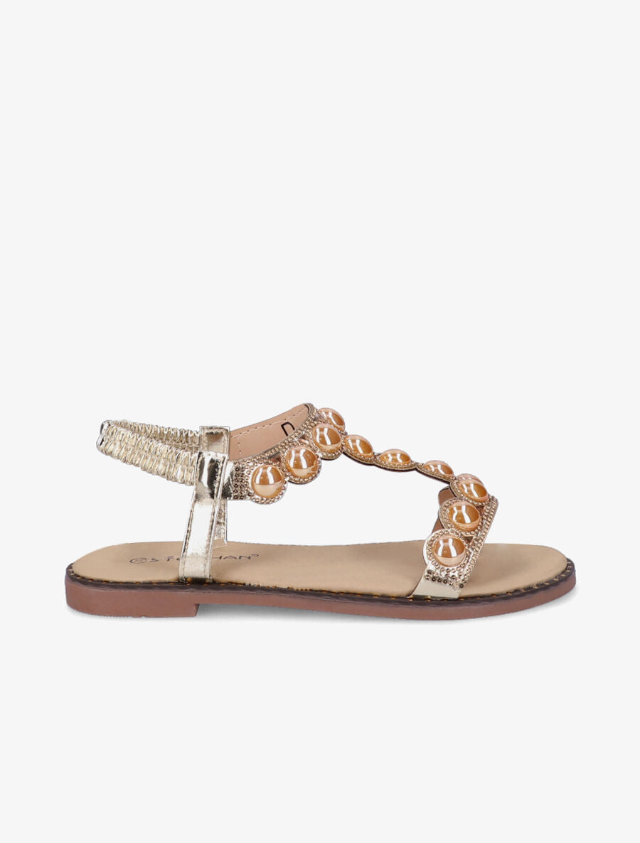 Nu-pieds à strass et perles vernies - Or - 2