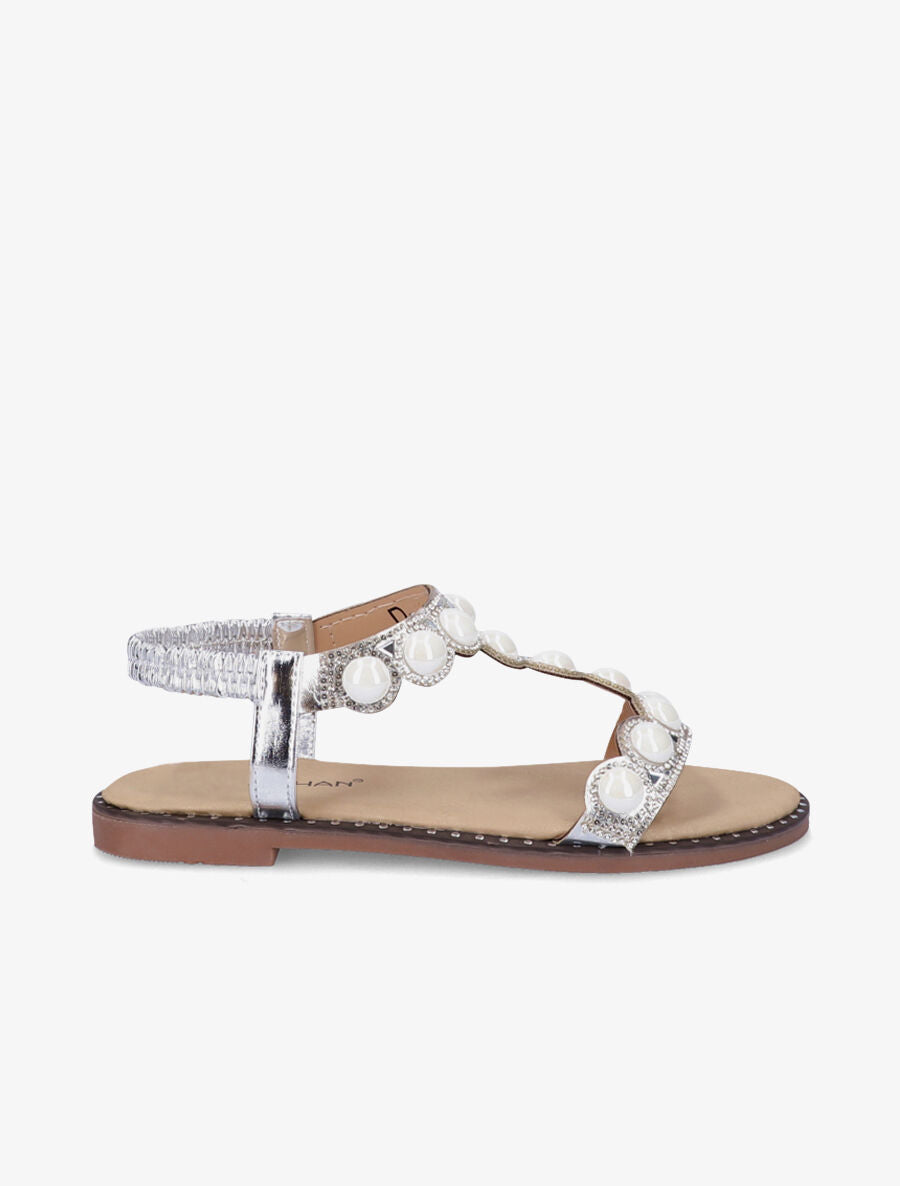Nu-pieds à strass et perles vernies - Argent - 2