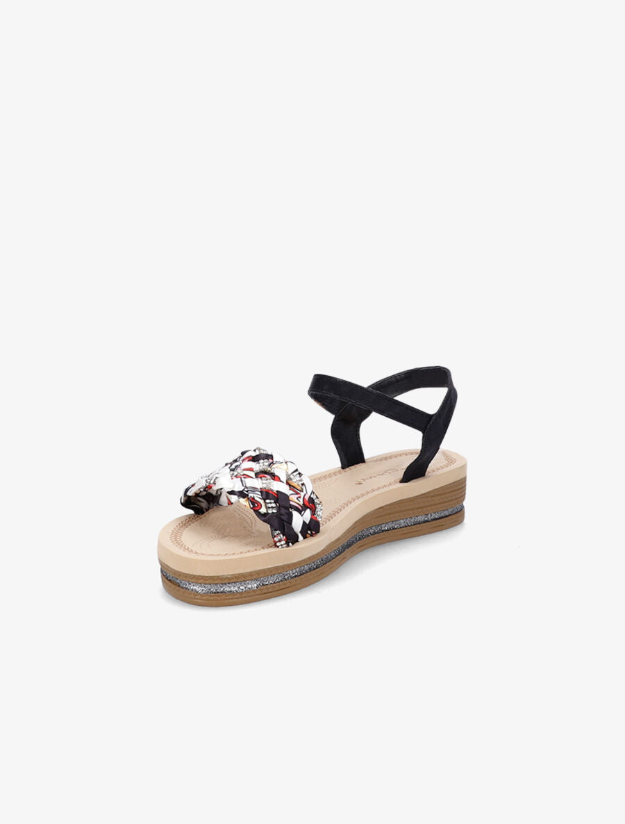 Nu-pieds tressés bi-matière à strass - Noir - 3