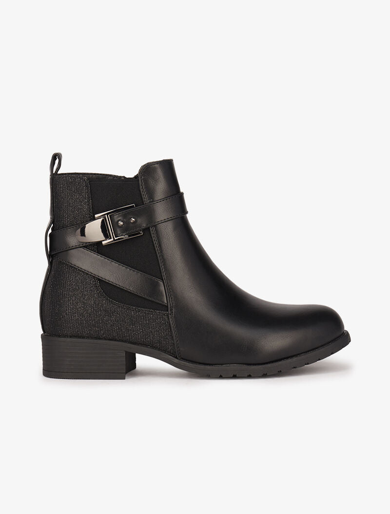 Bottines en simili à contrefort irisé - Noir - 2