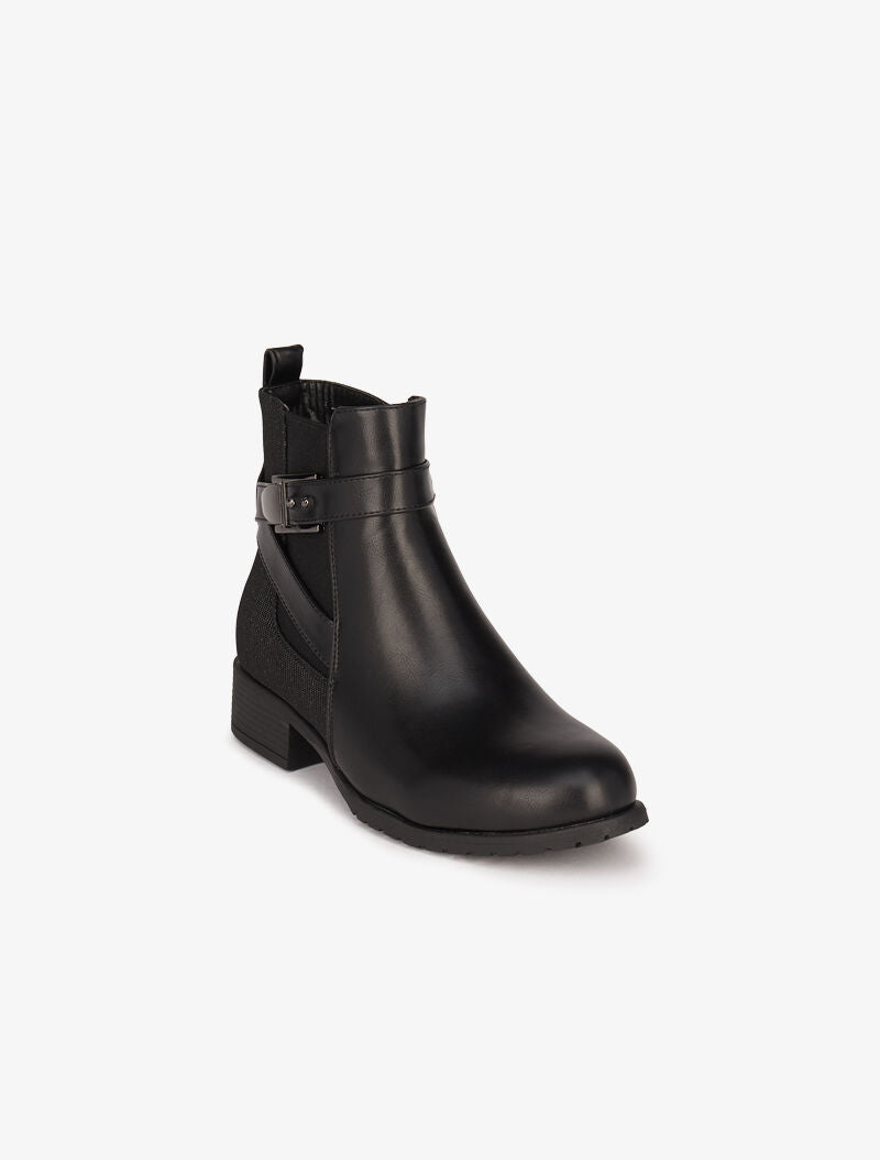 Bottines en simili à contrefort irisé - Noir - 3