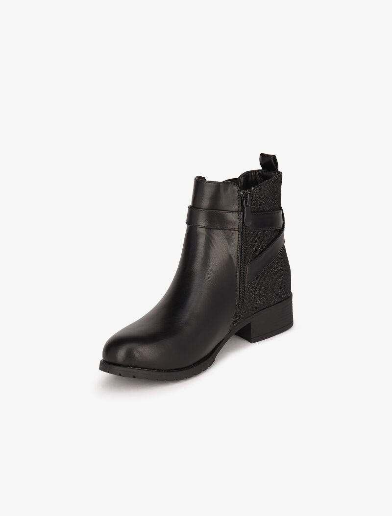 Bottines en simili à contrefort irisé - Noir - 4