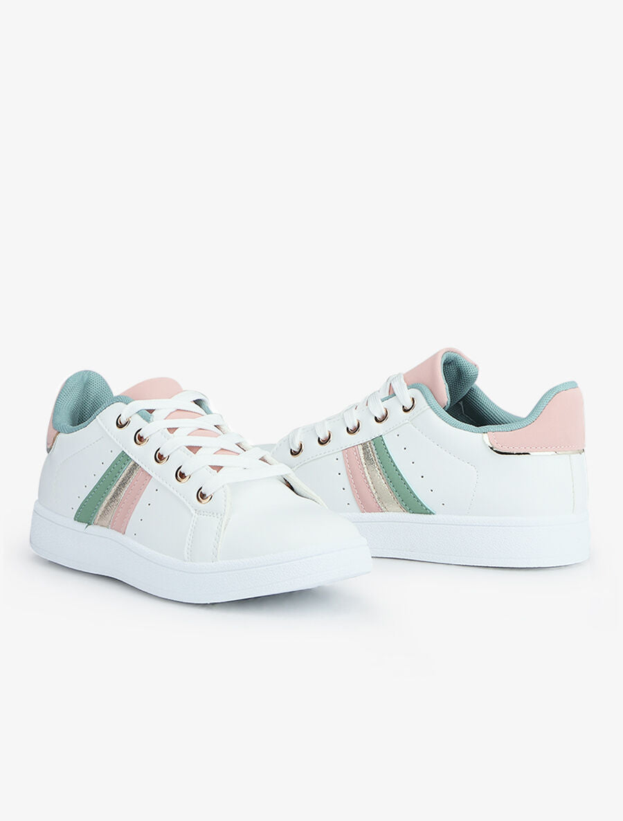 Baskets en simili à détail irisé - Vert - 4