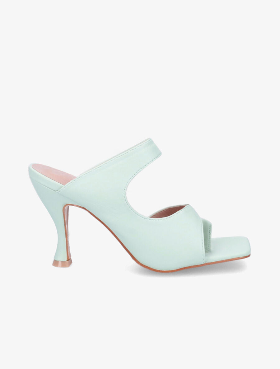 Mules asymétriques à entredoigt - Vert d&