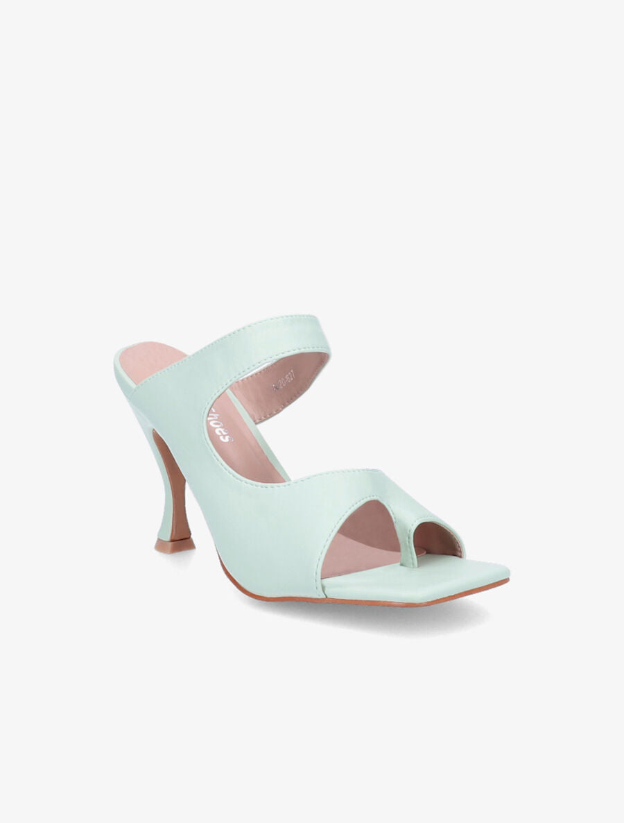 Mules asymétriques à entredoigt - Vert d&