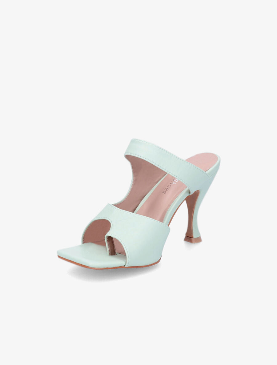 Mules asymétriques à entredoigt - Vert d&
