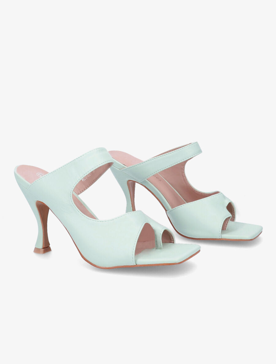 Mules asymétriques à entredoigt - Vert d&