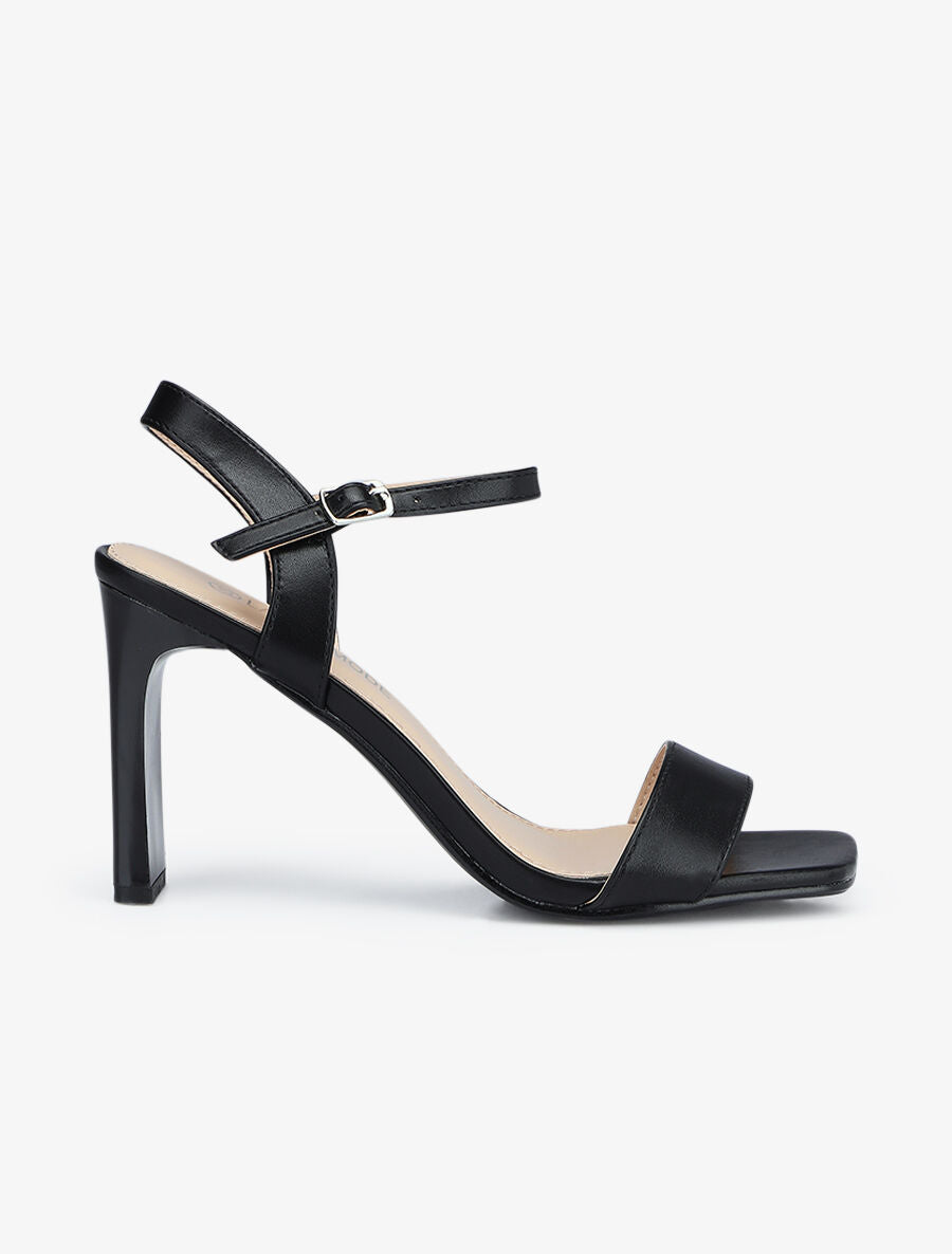 Sandales unies à talon entonnoir - Noir - 5