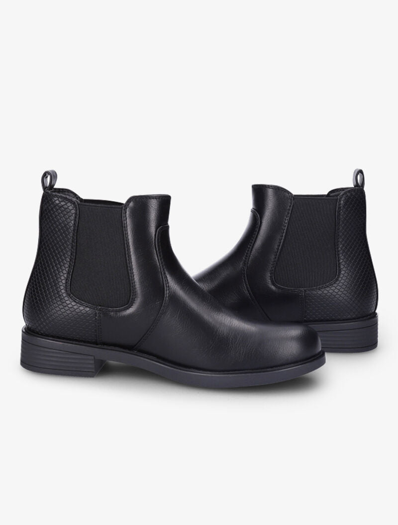 Bottines en simili à contrefort effet croco - Noir - 1