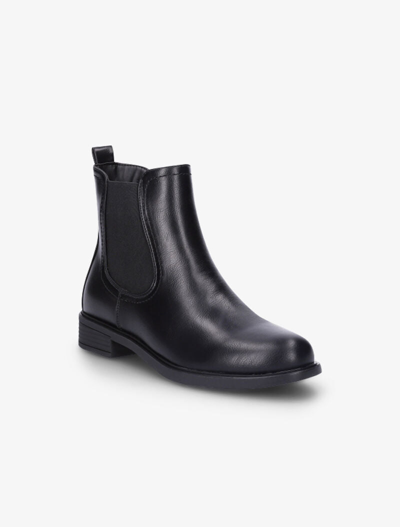 Bottines plates en simili à chevilles élastiquées - Noir - 3