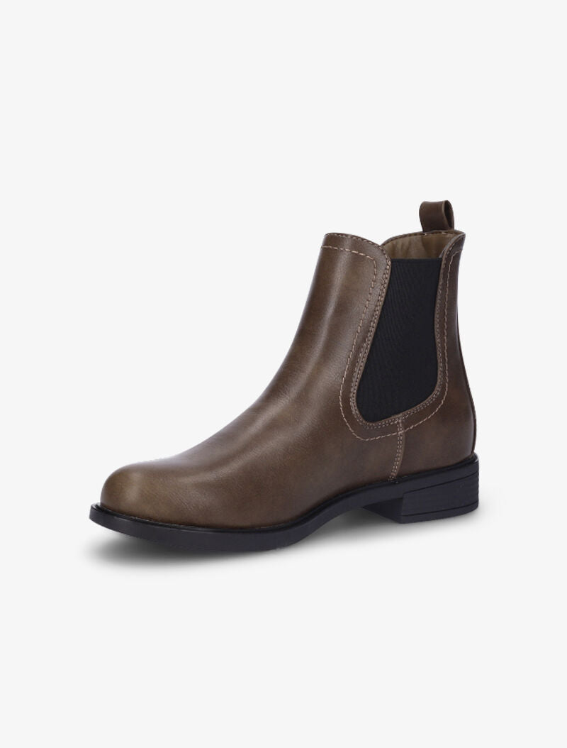 Bottines plates en simili à chevilles élastiquées - Taupe - 4