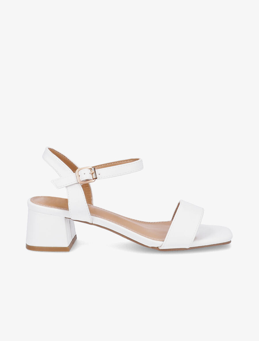 Sandales classiques unies en simili - Blanc - 1