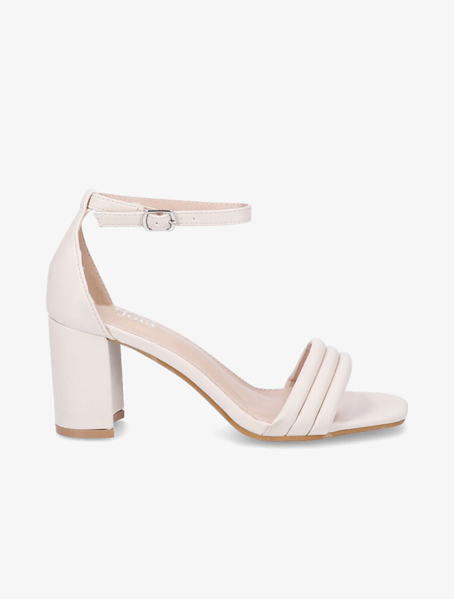 Sandales unies à ganses effet matelassé - Beige - 1