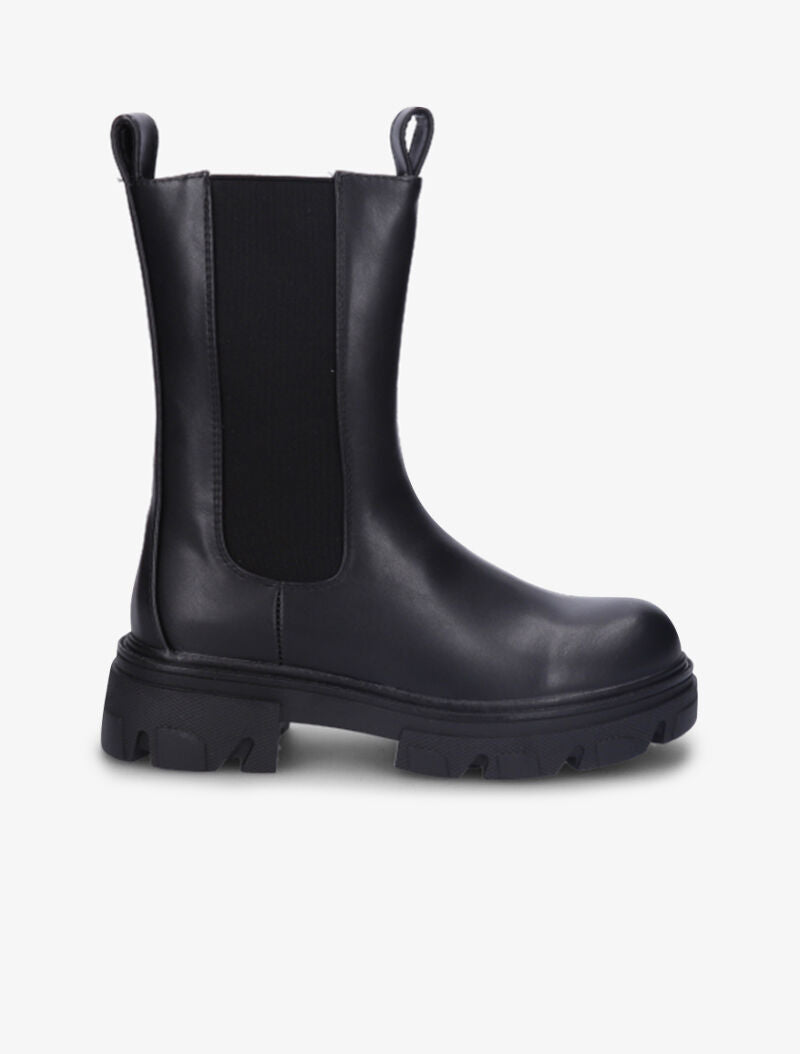 Boots montantes à semelles crantées et chevilles élastiquées - Noir - 2