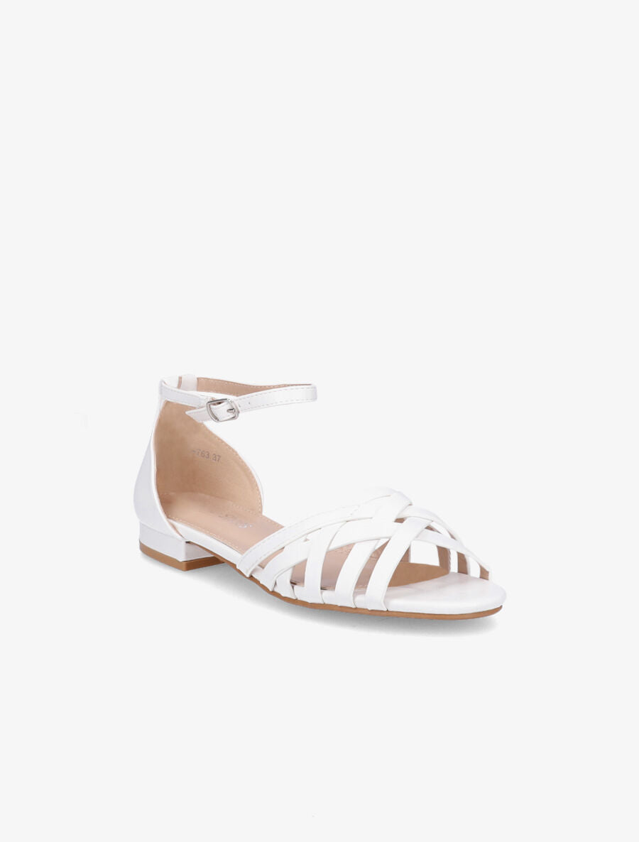Nu-pieds tressés en tissu lamé - Blanc - 2