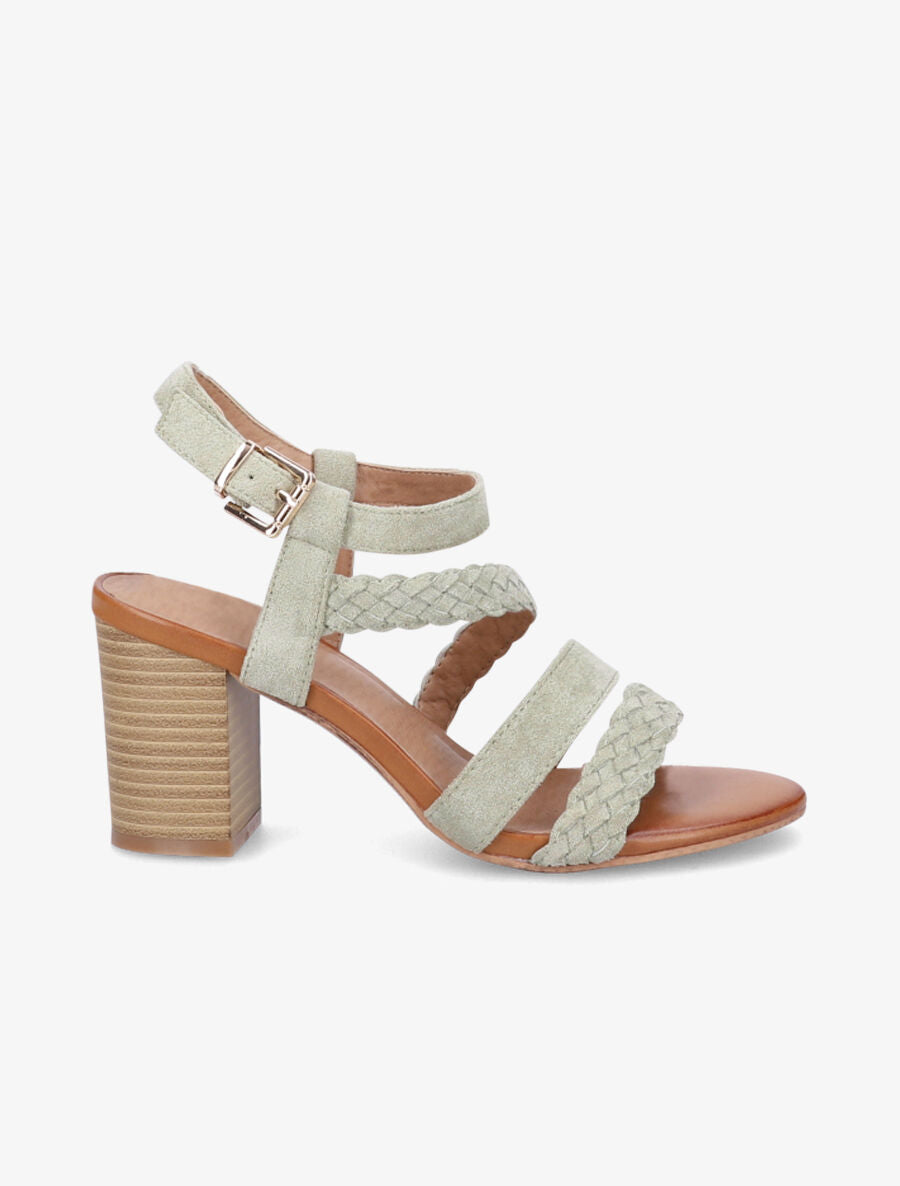 Sandales en suédine à multi brides - Vert d&