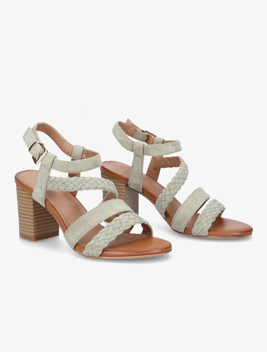 Sandales en suédine à multi brides - Vert d&