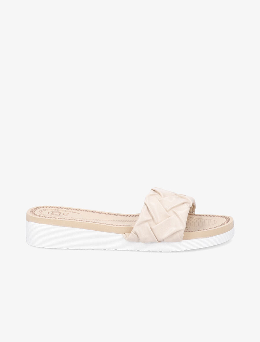 Claquettes en simili tressé - Beige - 1