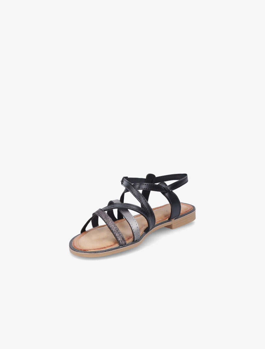Nu-pieds en simili à ganses entrelacées irisées - Noir - 3